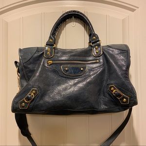 Motorcycle bag green blue leather bag